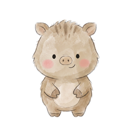 A sturdy watercolor boar