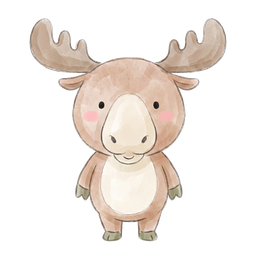 A big friendly watercolor moose