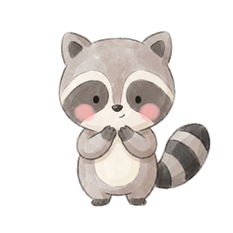 A curious watercolor raccoon