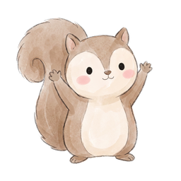 A busy watercolor squirrel
